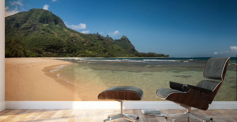 Panorama of Tunnels beach on the north shore Kauai Wall Murals