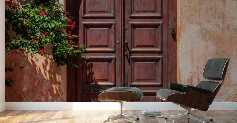 Wooden door in Unesco historical town of Colonia del Sacramento Wall Murals