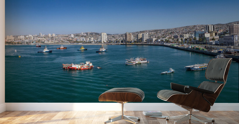 Panorama of Valparaiso harbor in Chile Wall Murals