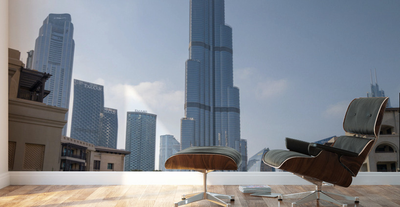 Restaurants and cafes of Dubai downtown business district Wall Murals