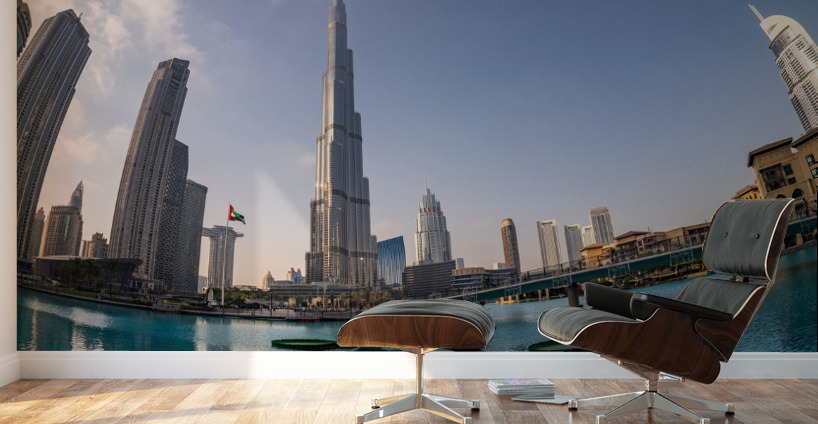 Offices and apartment towers of Dubai downtown business district Wall Murals
