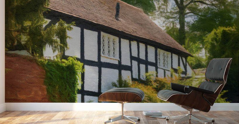 Pastel drawing of tudor home in Ellesmere Shropshire Wall Murals