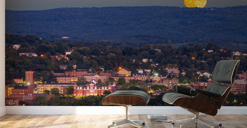 Supermoon rises in the sky above Morgantown in West Virginia Wall Murals
