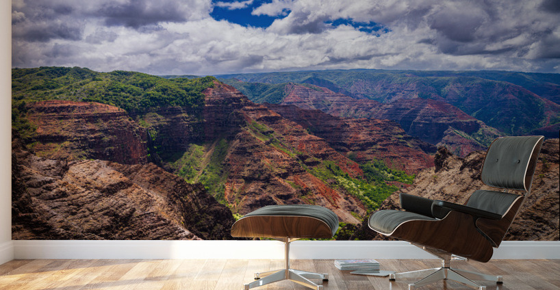 Dramatic sun lighting on Waimea Canyon on Kauai Wall Murals