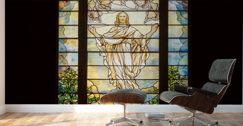 The Ascension of Christ. Tiffany stained glass window. 1896 Wall Murals