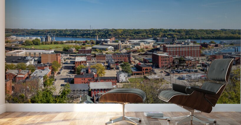 Wide panorama of the city of Dubuque in Iowa from funicular rail Wall Murals