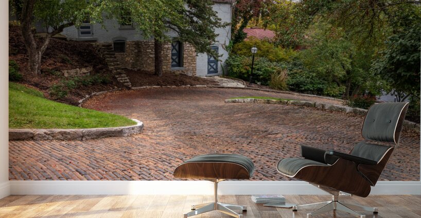 Pattern of bricks on Snake Alley in Burlington Iowa Wall Murals