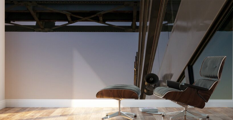 River cruise boat sails under Wabash Railroad bridge Wall Murals