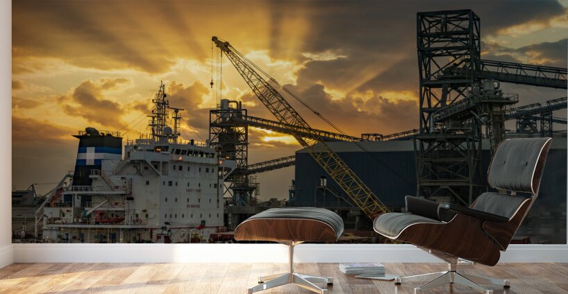 Sunset over Port Allen on Mississippi river in Baton Rouge Loui Wall Murals