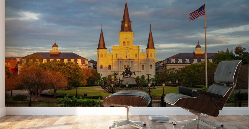 Sunrise on Cathedral Basilica of Saint Louis in New Orleans LA Wall Murals