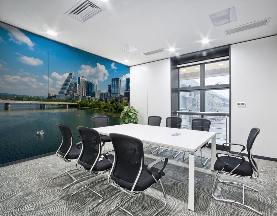 Office Towers View - Austin cityscape across Lady Bird Lake Wall Printing