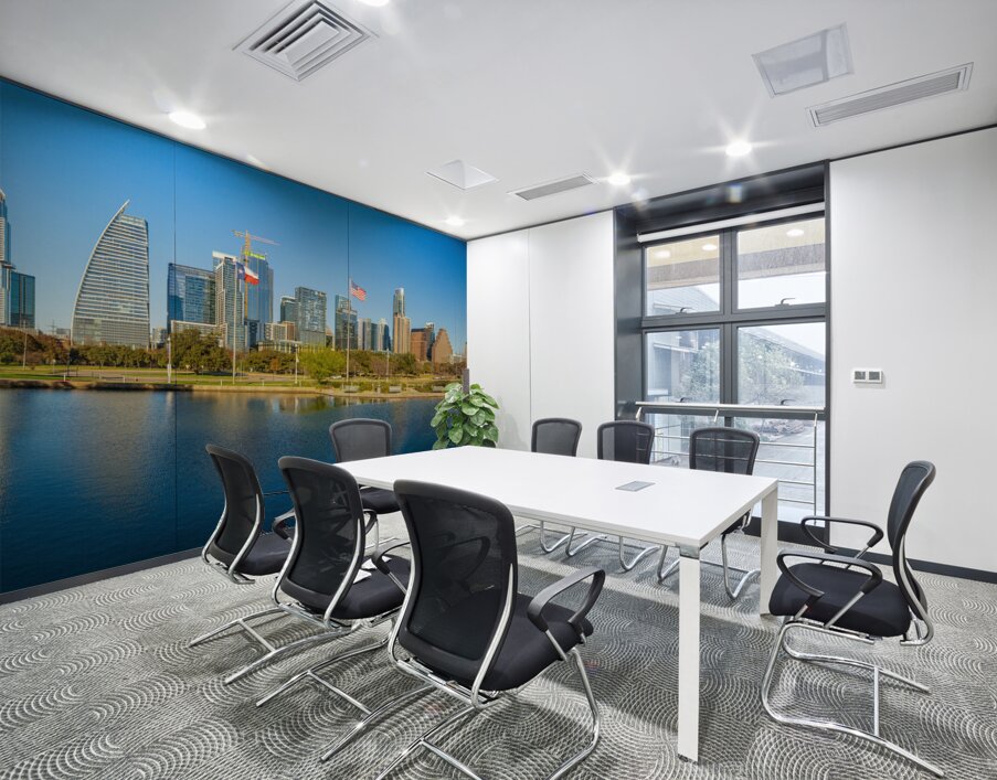 Cityscape of apartments and offices  in downtown Austin Texas Wall Printing
