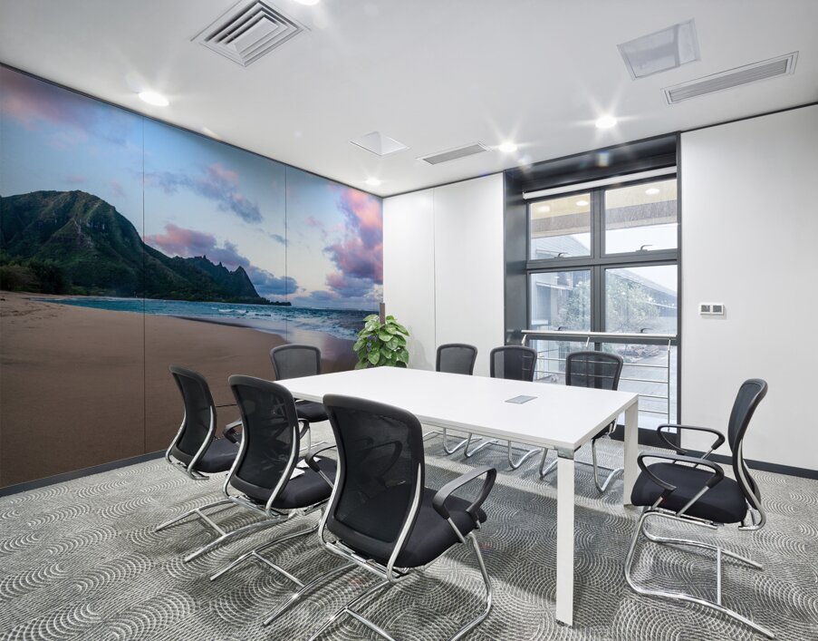 Early morning sunrise over Tunnels Beach on Kauai in Hawaii Wall Printing