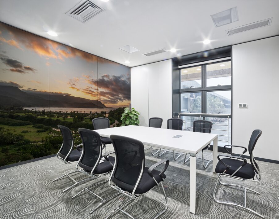 Panorama view of sunset over Hanalei Bay Kauai Wall Printing