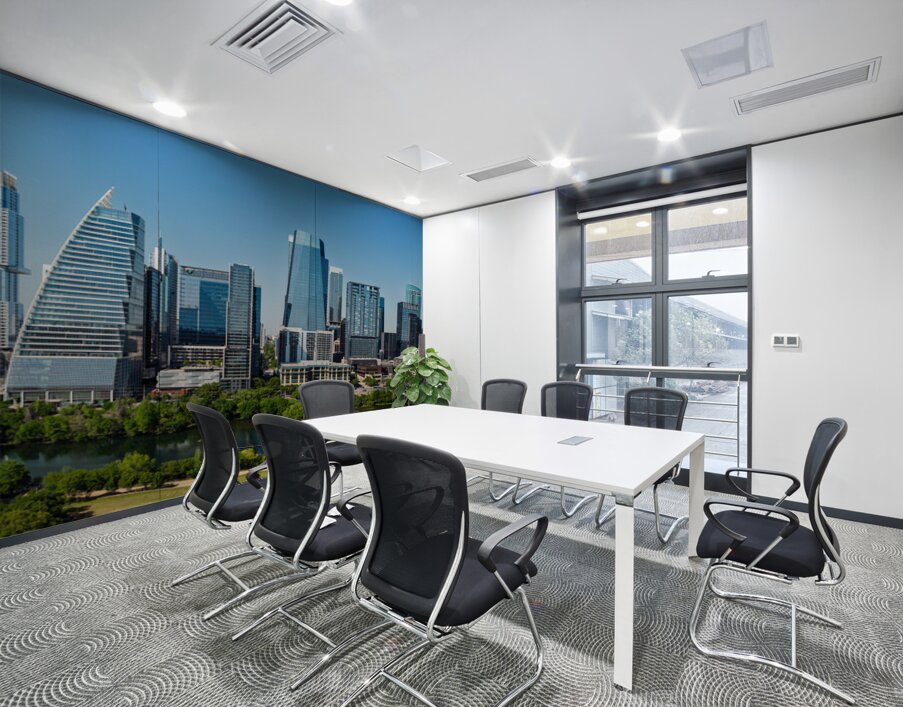 Aerial city skyline of Austin Texas in spring 2025 from park Wall Printing