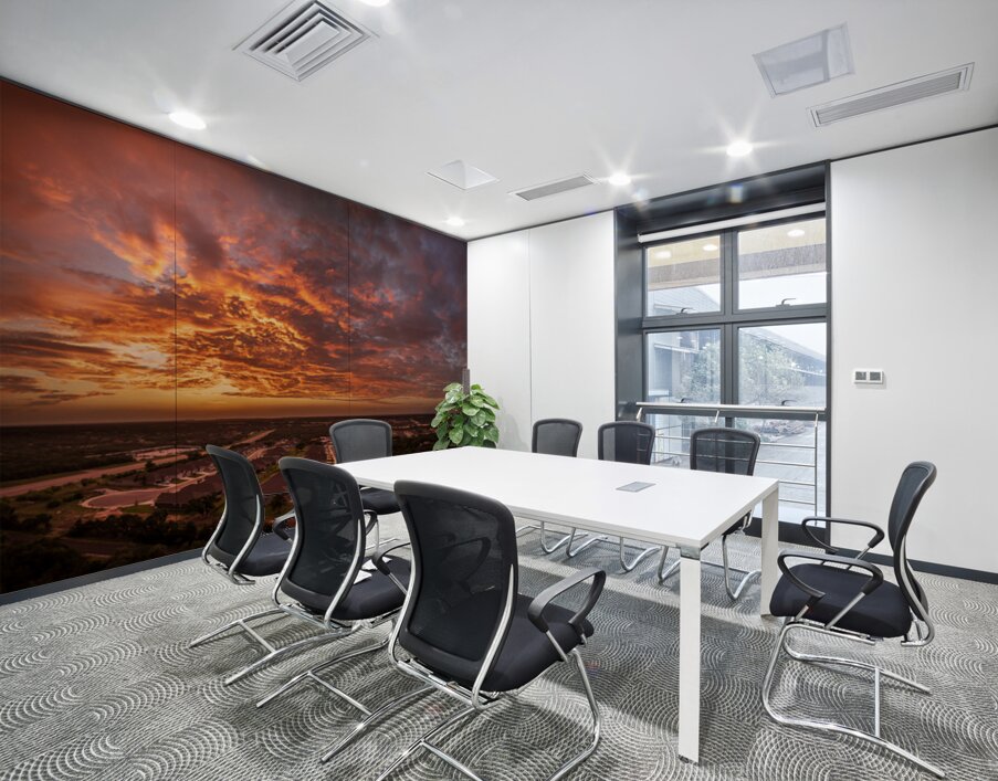 Dramatic sunset seen from drone over Georgetown Texas residentia Wall Printing