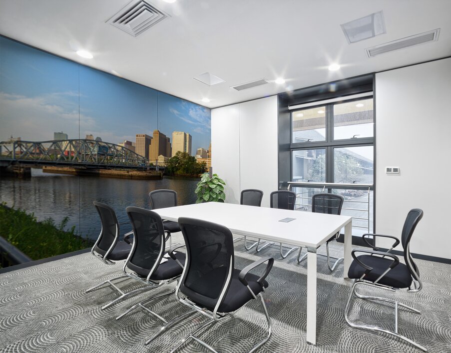 Skyline of Newark NJ from Harrison Riverbank Wall Printing