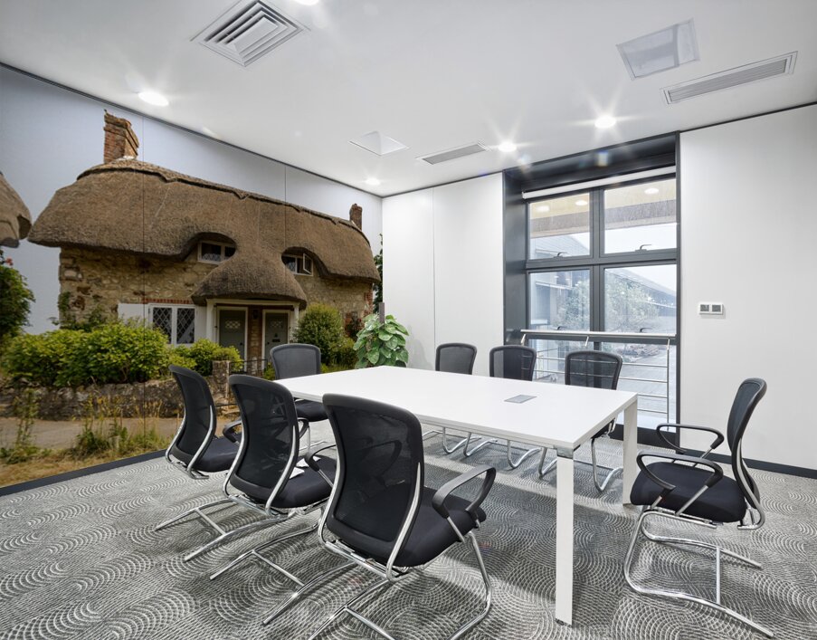 Pair of cute thatched cottages on hill in Godshill on the Isle o Wall Printing