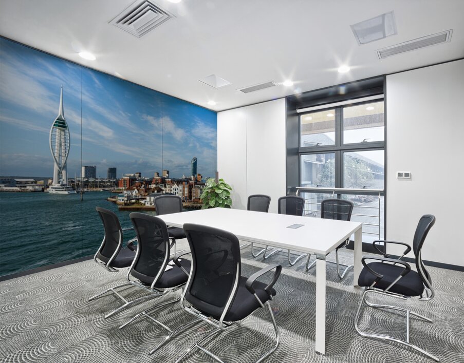 Spinnaker tower overlooks the harbor at Portsmouth with luxury y Wall Printing