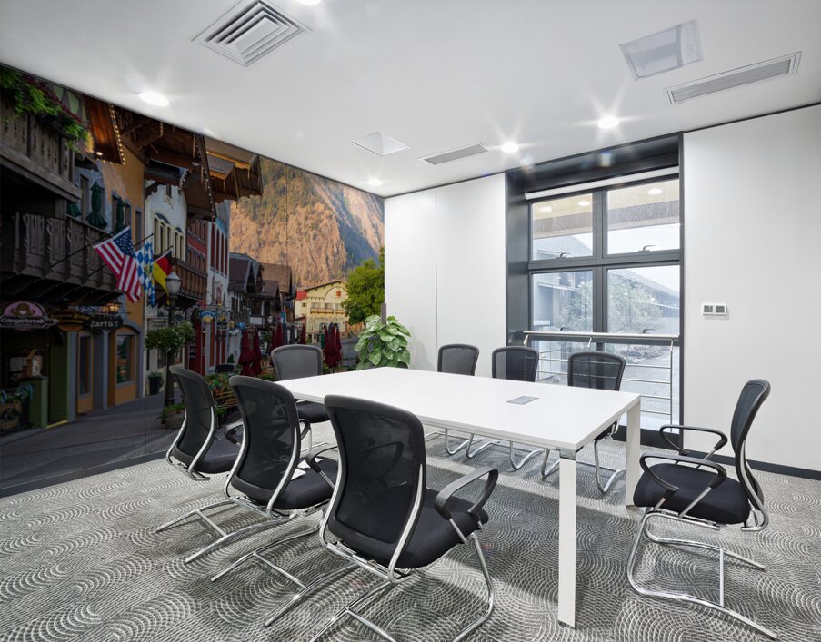 Front street of Leavenworh WA with Alpine German restaurants and Wall Printing