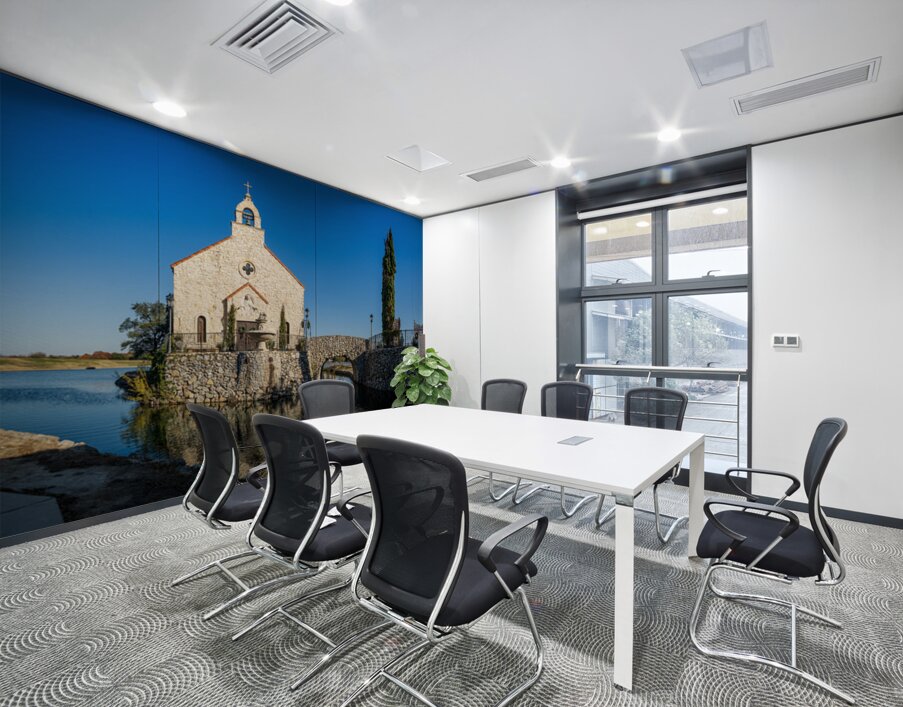 Clear December day in Adriatica Village McKinney Texas a plann Wall Printing