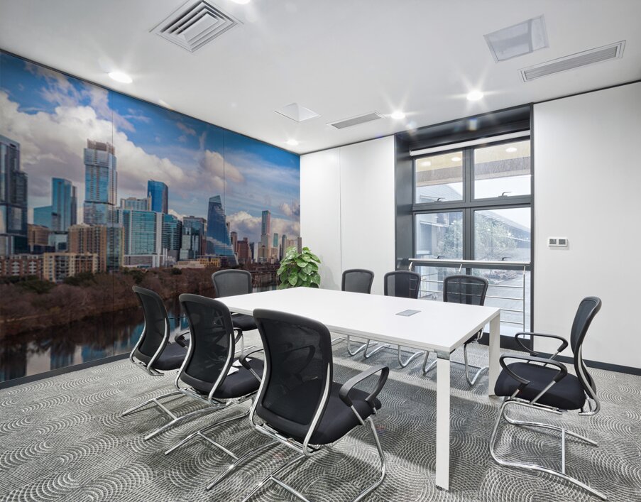 Panoramic Photography of Austin Skyline with New Skyscraper Refl Wall Printing
