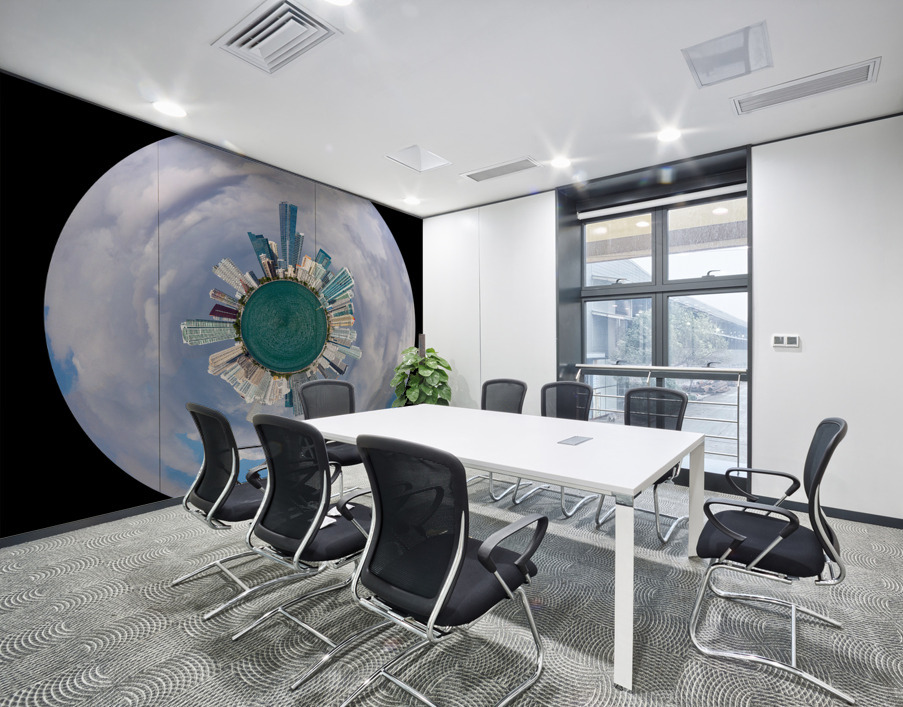 Little earth circular view of Miami Skyline Wall Printing