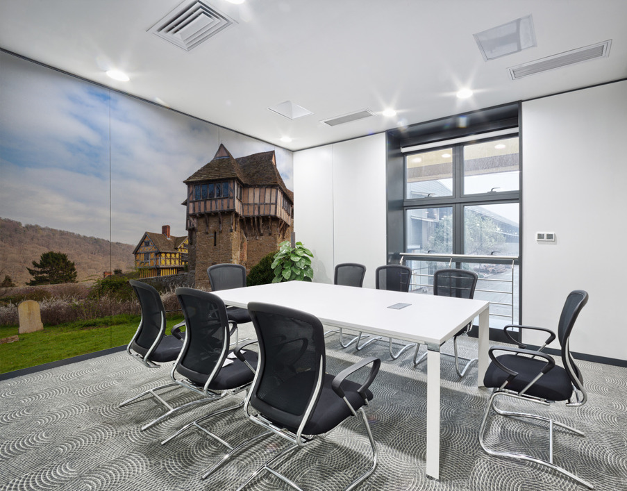Stokesay Castle in Shropshire surrounded by hedge Wall Printing