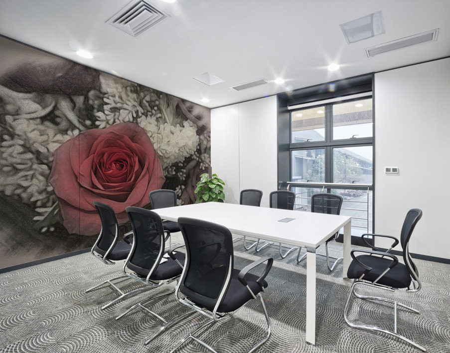 Color charcoal drawing of red rose bouquet Wall Printing