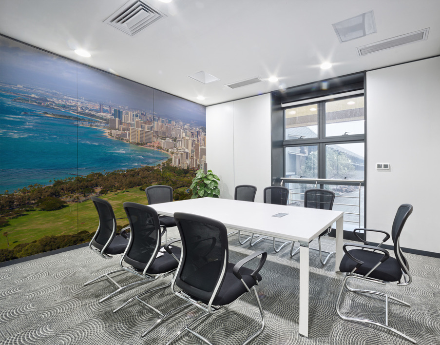 Panorama of sea front at Waikiki Wall Printing