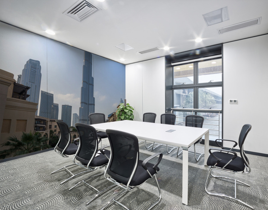 Restaurants and cafes of Dubai downtown business district Wall Printing