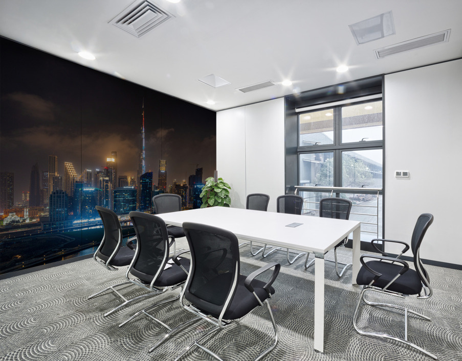 Offices and apartments of Dubai Business Bay with district behin Wall Printing