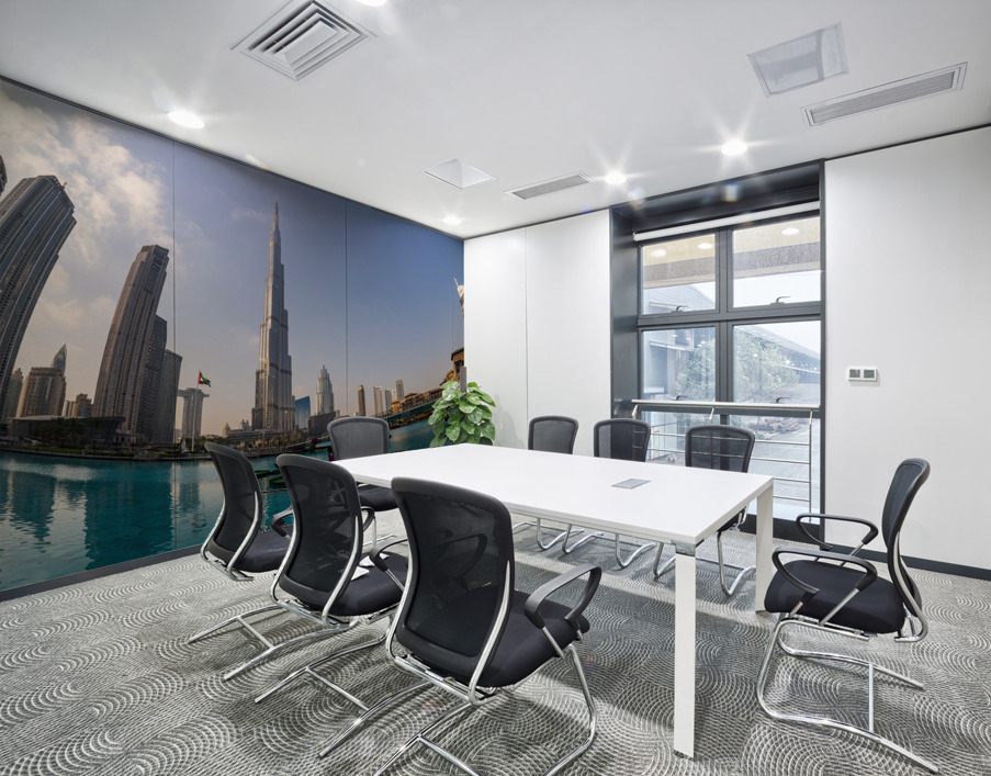Offices and apartment towers of Dubai downtown business district Wall Printing
