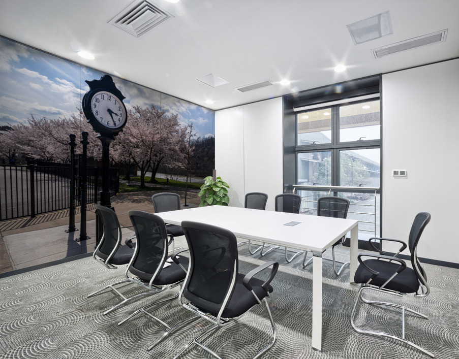 Old fashioned clock by the bike walking trail over Deckers Creek Wall Printing