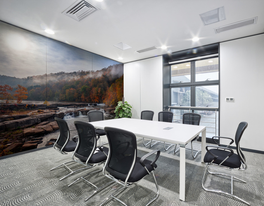 Sun rising over Valley Falls on a misty autumn day Wall Printing