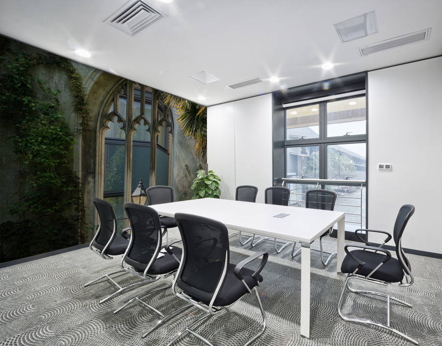 London street light seen through old windows of St Dunstan Wall Printing