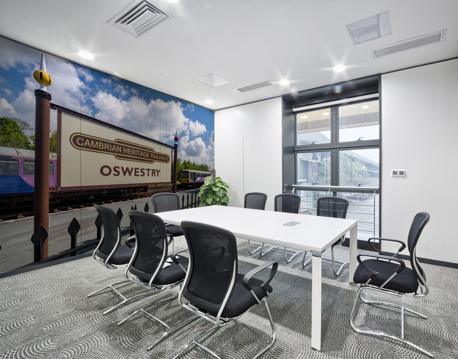 Oswestry railway station sign in Shropshire Wall Printing
