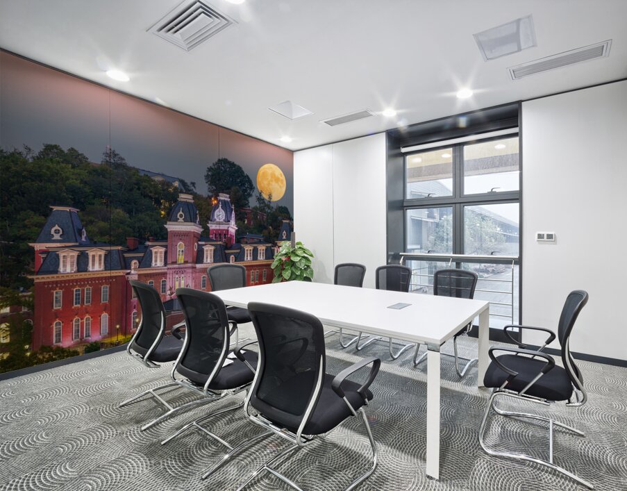 Moonrise over illuminated Woodburn Hall at WVU Morgantown Wall Printing