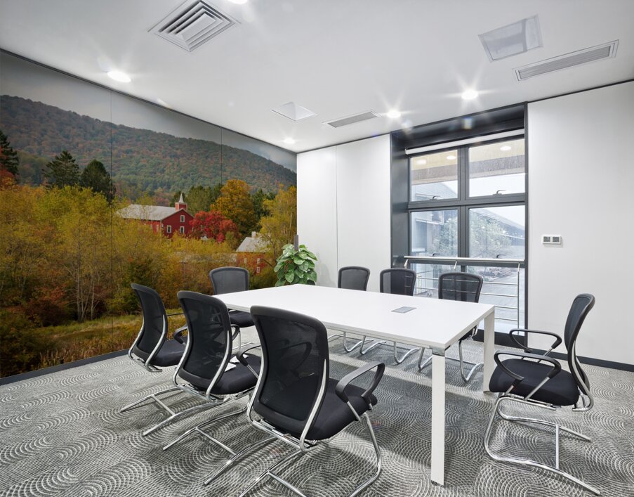 Historic red barn and farm nestled in fall colors in West Virgin Wall Printing