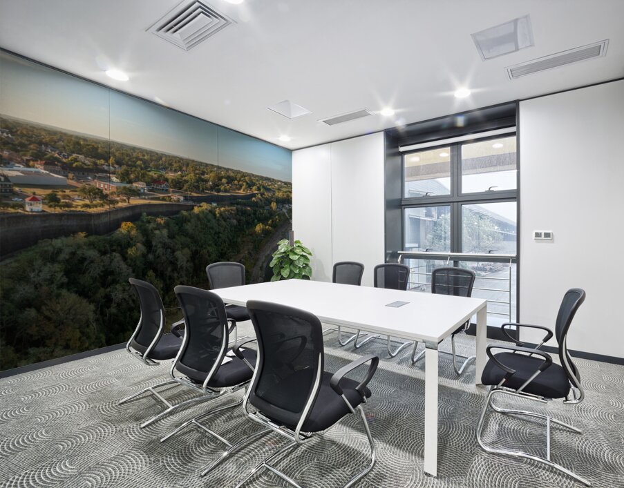 Modern and old river cruise boats docked in Natchez Mississippi Wall Printing