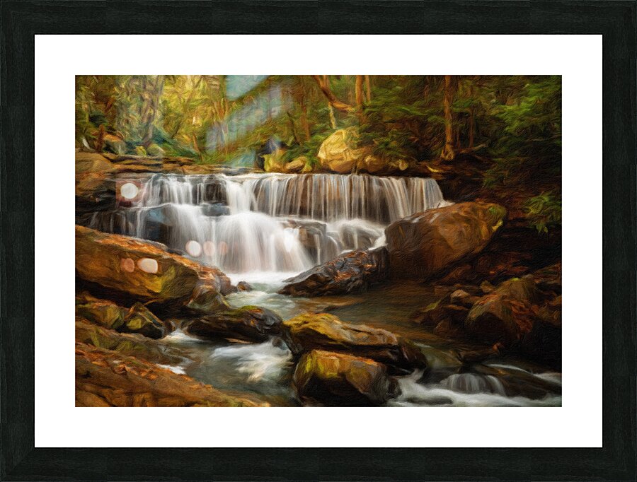 Impressionistic Deckers Creek waterfall in West Virginia  Framed Print Print