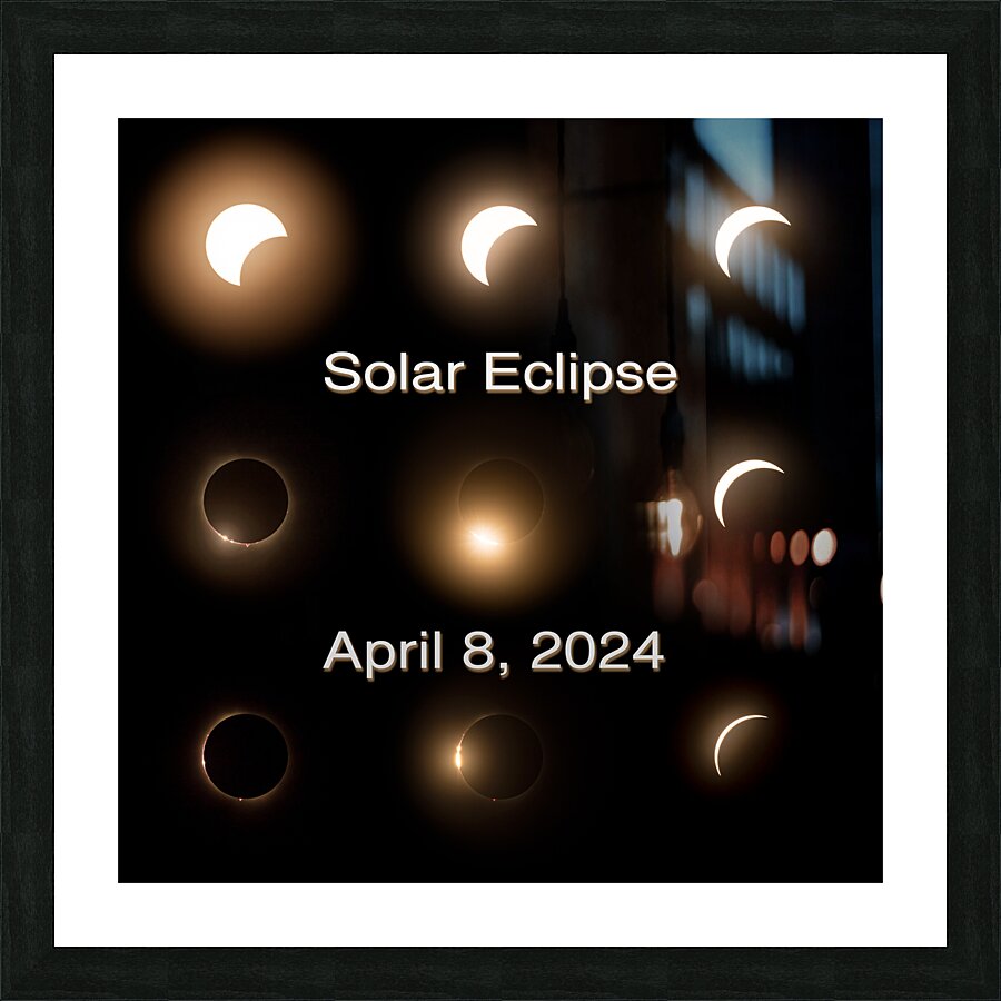 Composite of the stages of 2024 solar eclipse  Framed Print Print