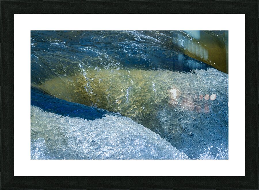 Frozen motion of raging water flowing over Valley Falls Picture Frame print