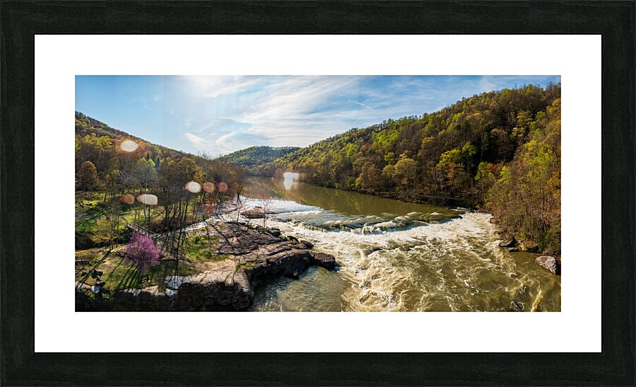 Cascades of flooded Valley Falls on a bright spring morning  Framed Print Print