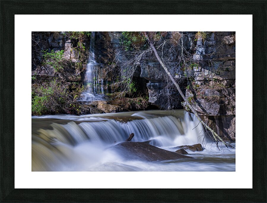 Small waterfall by Valley Falls on a bright spring morning  Framed Print Print