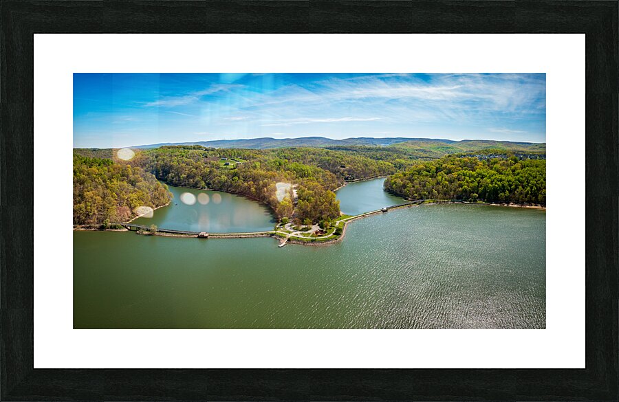 Aerial panorama of Cheat Lake Park near Morgantown WV  Framed Print Print