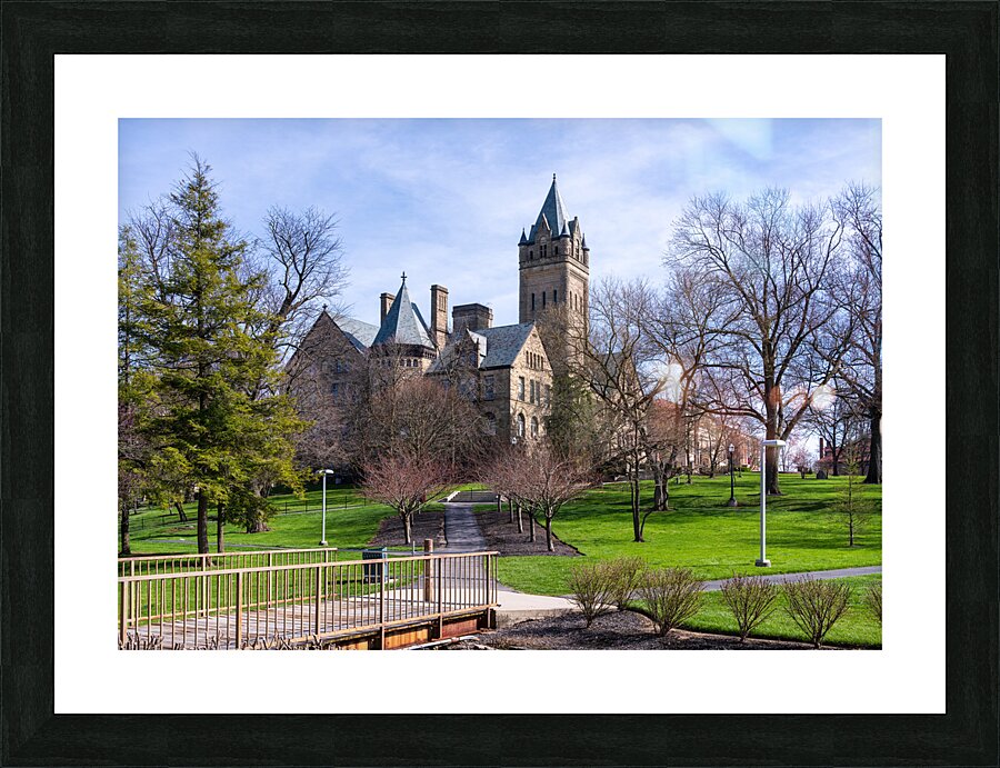 Facade of iconic University Hall at Ohio Wesleyan University Picture Frame print