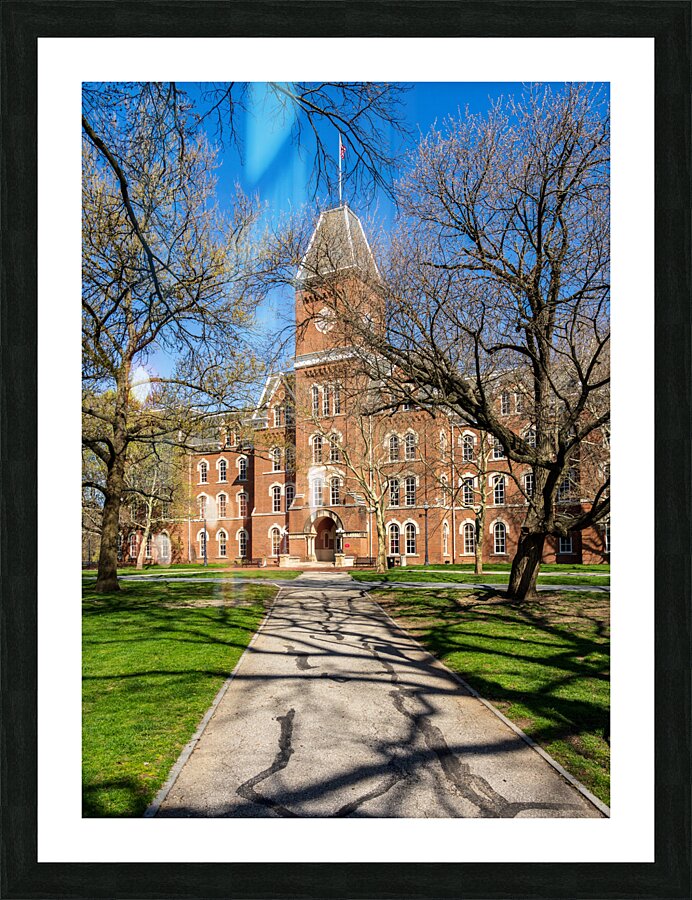 Facade of iconic University Hall on the Oval at OSU in Columbus  Picture Frame print