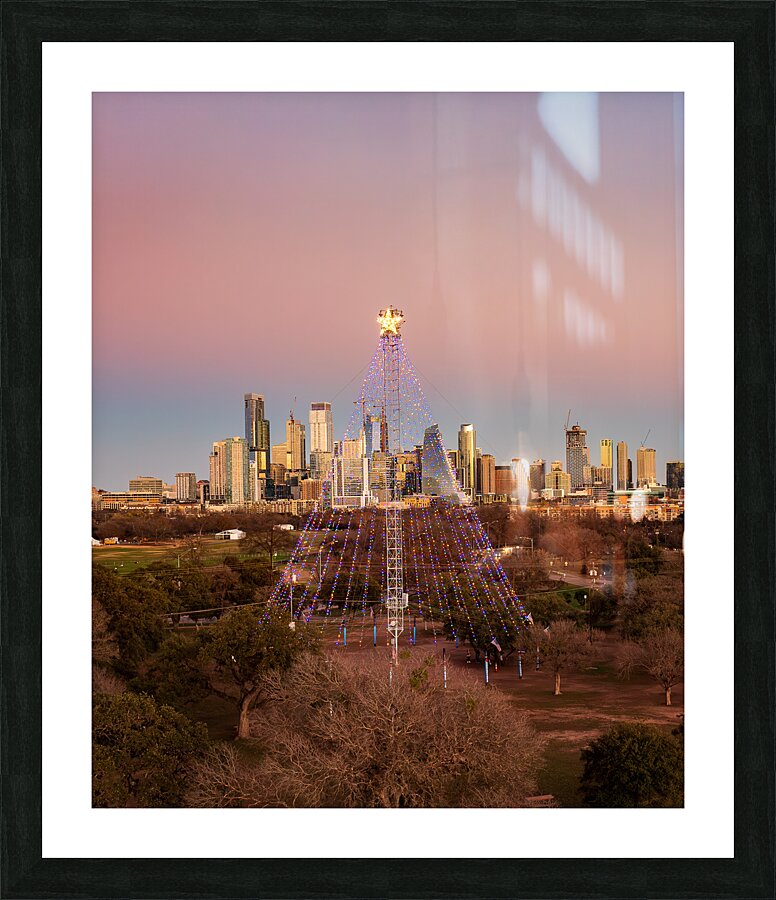 Cityscape of downtown Austin from the west in Zilker park 2025 Picture Frame print