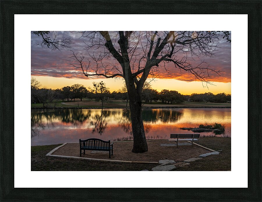 Dramatic sunset over Legacy Hills Park lake and golf course near Impression et Cadre photo